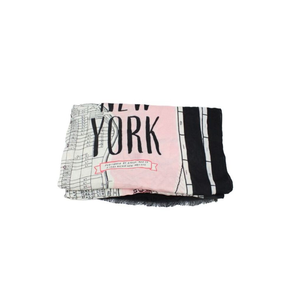 Kate Spade New York Womens Manhattan Map Scarf Pink Black